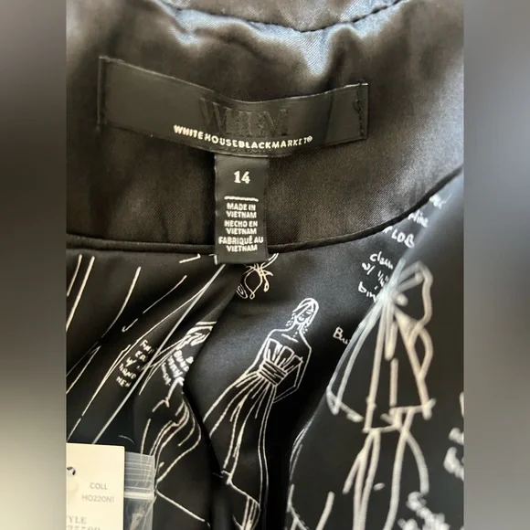 White House Black Market Black Metallic Tweed Double-Breasted Blazer NWT Size 14